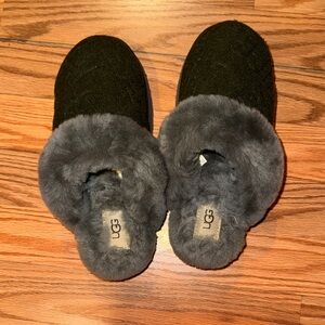 UGG Charcoal Gray Shearling Slip-On Mules